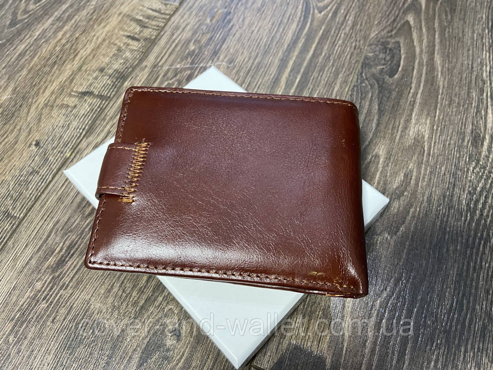 Вместительный мужской кошелек из натуральной кожи коричнего цвета Horton Collection Киев - изображение 8