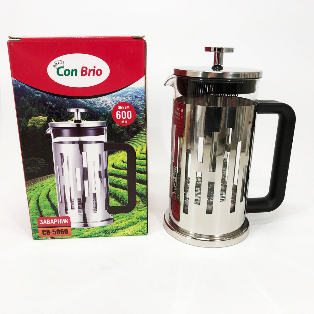 Френч-пресс для крепкого кофе, Заварник стеклянный с прессом, Многоразовый френч-пресс ZE-63 Львов - изображение 6