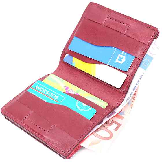 Компактне портмоне з натуральної шкіри Бордовий (GRANDE PELLE) Київ