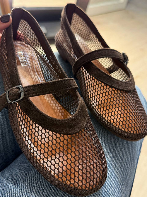Балетки жіночі Meideli 300-7 Mary Jane сітка з ремінцем коричневі, 36, 23 см Київ - фото 2