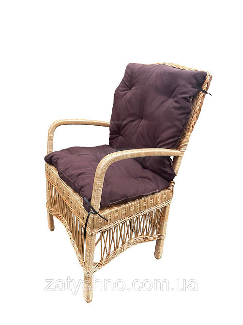 Стульчик плетеный с коричневой подушкой Киев - изображение 5