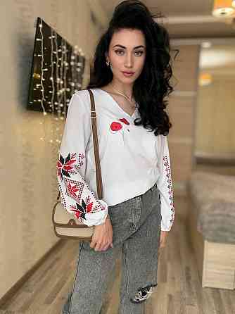 Женская праздничная блуза с цветами турецкий софт Белый 3, 42/44 Одесса