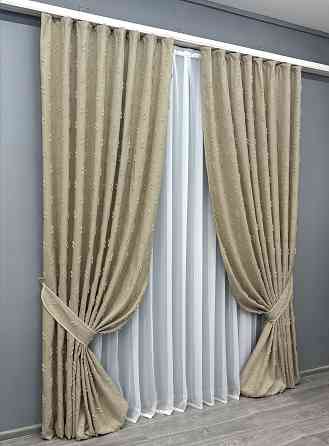 Комплект штор VR-Textil Лен Букле № 1883ш Бежевый 200х270 см 2 шт (32-237) Киев
