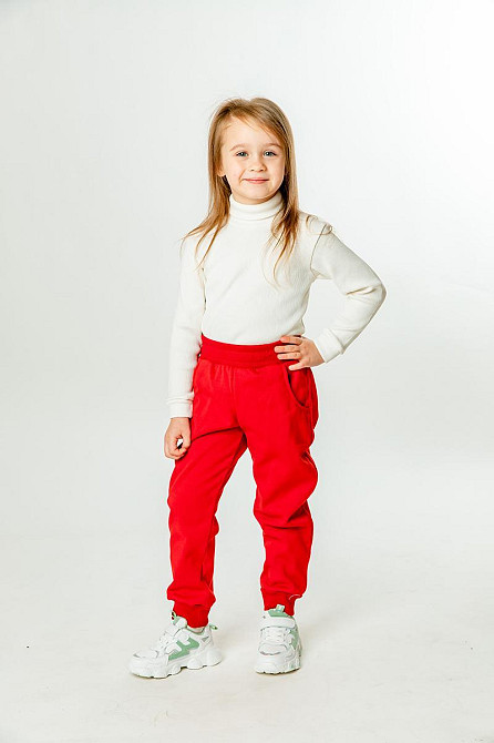 Дитячі штани, теплі (тринитка) червоні топ Київ - фото 1