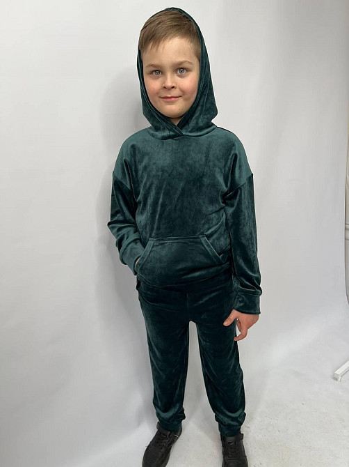 Дитячий велюровий костюм Кенгуру 110-116 Смарагдовий Харків - фото 2