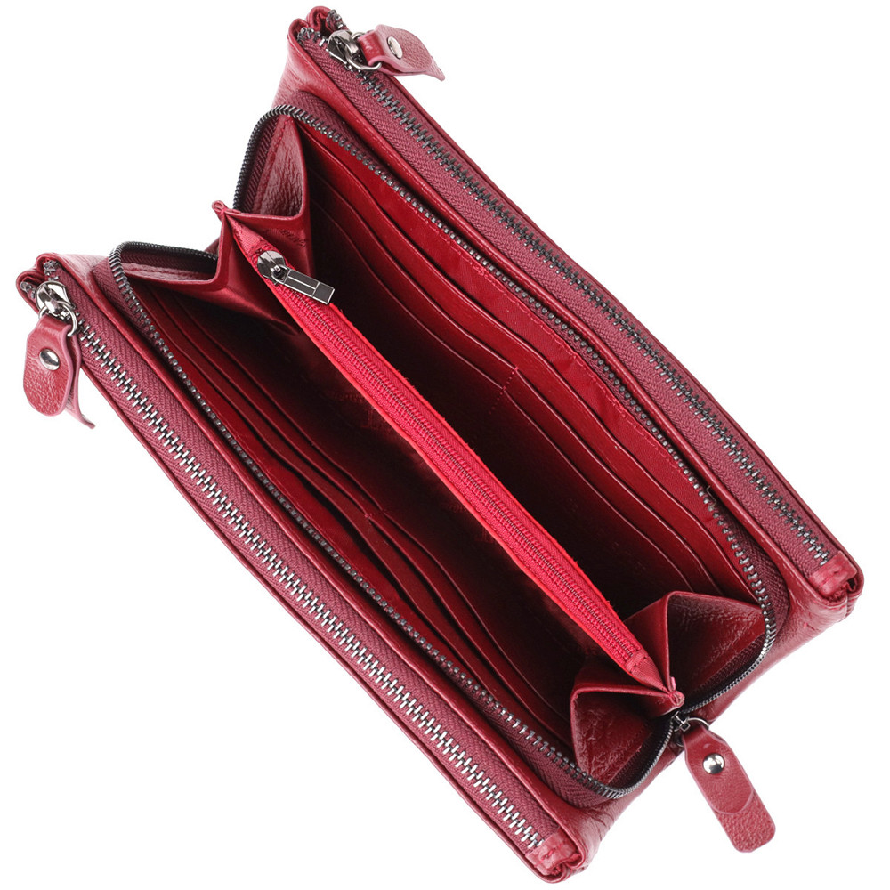 Кожаный кошелек на три отделения для женщин ST Leather 23108 Бордовый Киев - изображение 6