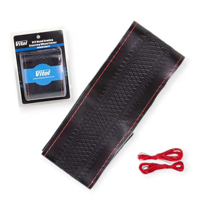 Обплетення m шкіра (37 - 39 см) чорна червоний шов керма Мукачево - фото 1