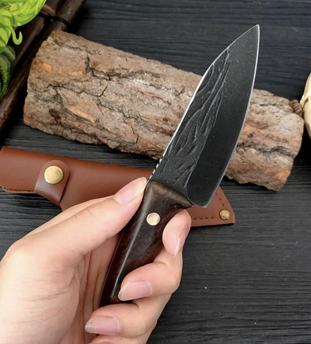 Походний ніж, ніж для полювання, рибацький ніж, ніж для кемпінга та природи, 20 см, нержавіюча сталь, коричневий Київ - фото 4