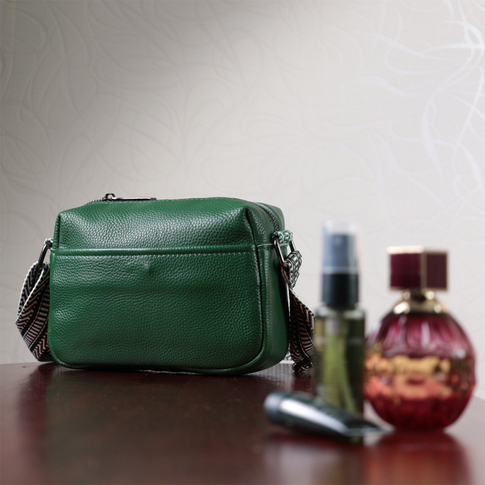 Сумка на одно отделение для стильных женщин из натуральной кожи Vintage 22603 Зеленая Киев - изображение 10