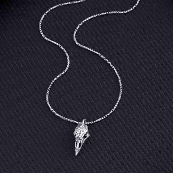 Кулон «Ворон» на серебристой цепочке – готическое ожерелье, мужской аксессуар Киев