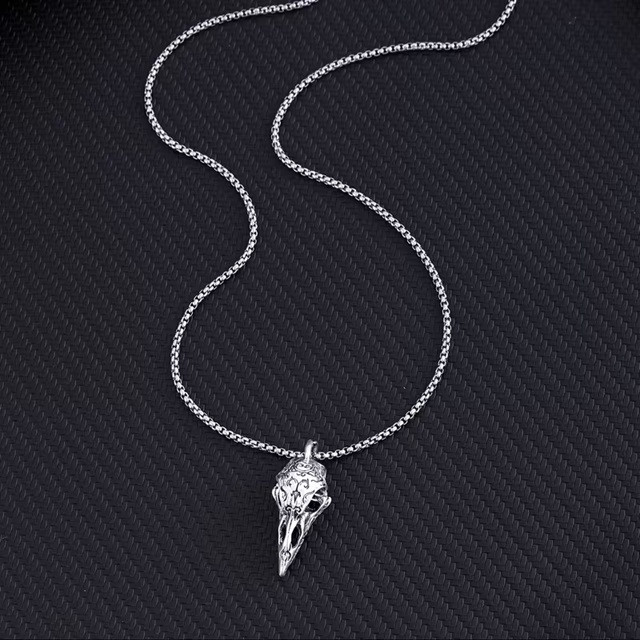 Кулон «Ворон» на серебристой цепочке – готическое ожерелье, мужской аксессуар Киев - изображение 3