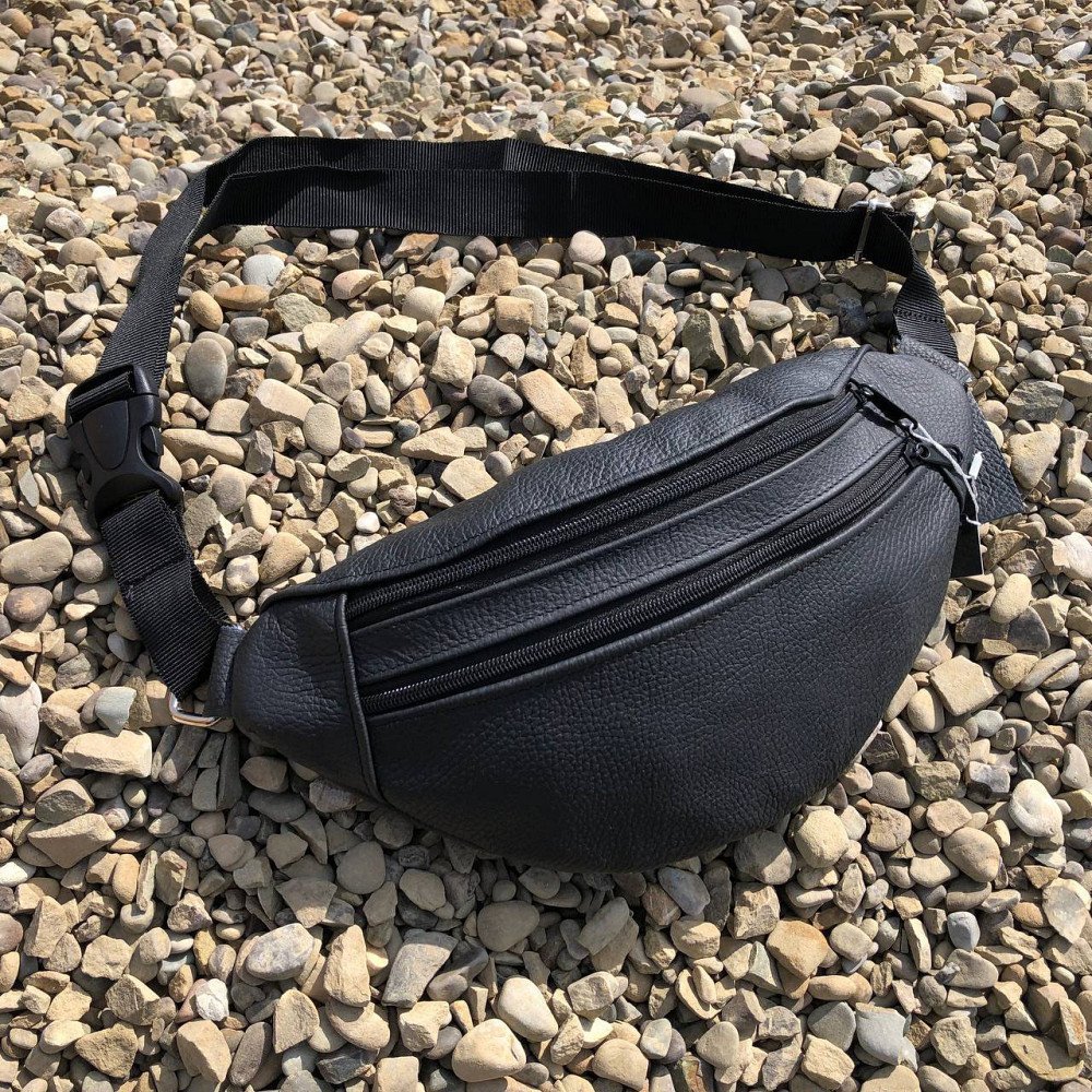 Сумка на пояс мужская бананка кожаная поясная из натуральной кожи кожа черная Київ - фото 10