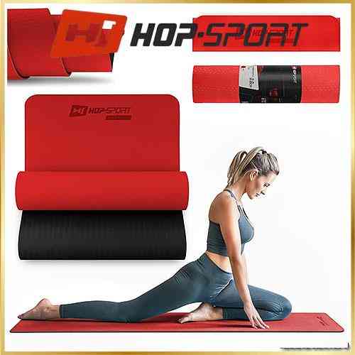Коврик для фитнеса Hop-Sport TPE нескользящий для йоги пилатеса растяжки дома и спортзала красный Киев