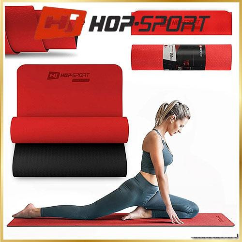 Коврик для фитнеса Hop-Sport TPE нескользящий для йоги пилатеса растяжки дома и спортзала красный Киев - изображение 1