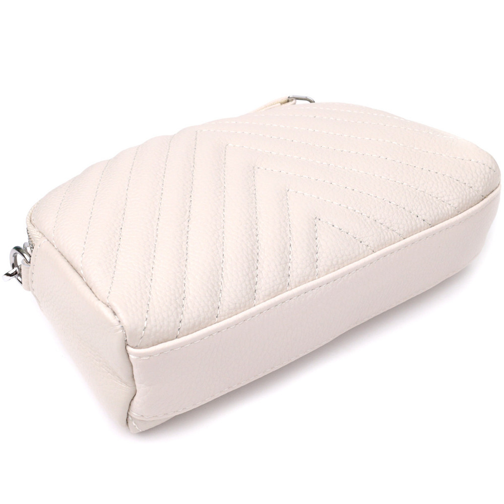 Модная сумка прошита треугольниками из натуральной кожи Vintage 22910 Белый Киев - изображение 6