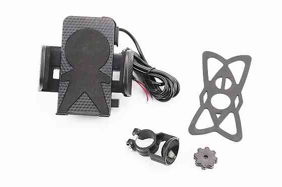 Тримач телефону на кермо + USB зарядка (мін. ширина телефону 45мм, макс. ширина 110мм) Київ