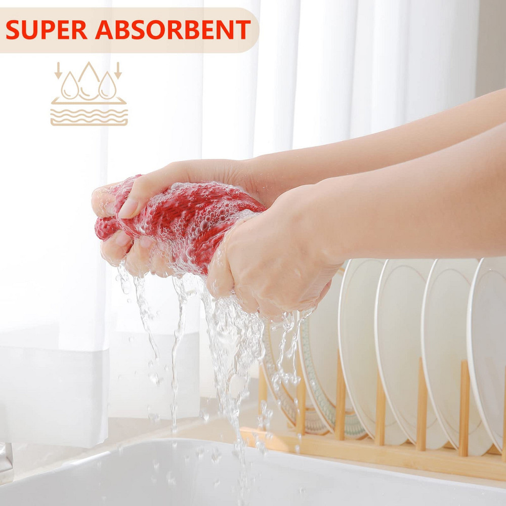 Набір кухонних рушників зі 100% бавовни - Вафельні серветки для кухні 34*34 см  6 шт Червоний Буча - фото 3