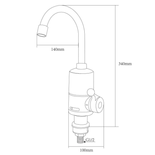 Кран-водонагрівач проточний NZ 0,4-5бар 3,0кВт для кухні гусак вухо на гайці з дисплеєм Aquatica Житомир - фото 3