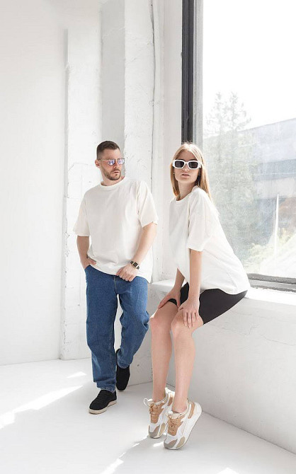 Футболка базовая мужская оверсайз Белый M/L Харьков - изображение 3