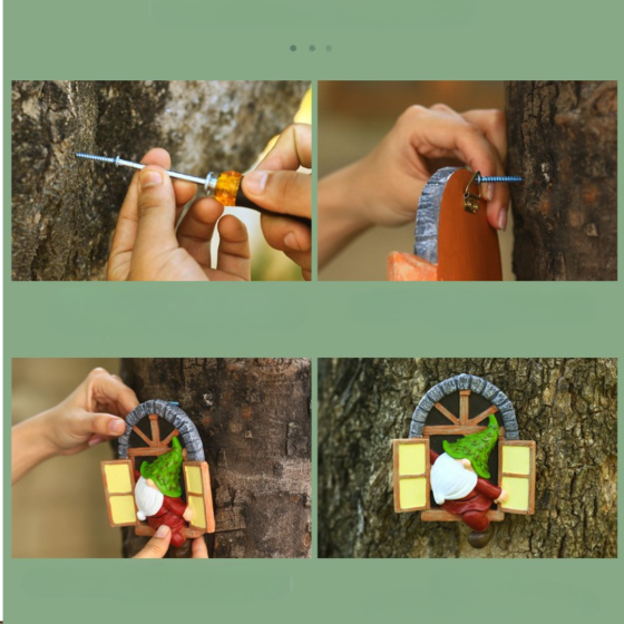 Садова фігура Гном в віконці 14.8 см Червоний. Полістоун Одеса