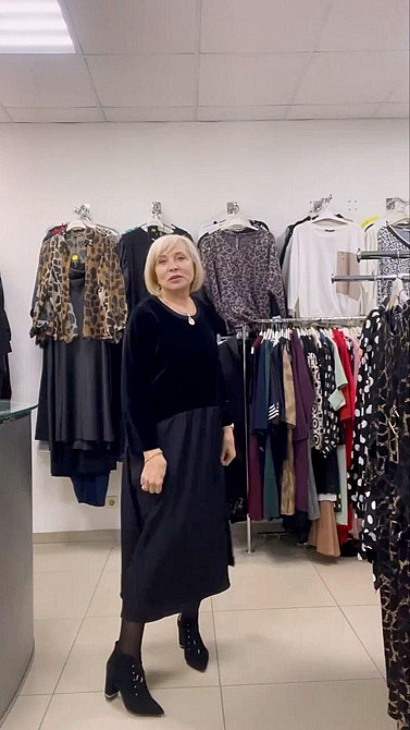 Женское стильное платье баталл свободного кроя с карманами дабл шелк + королевский велюр 54/58 Одесса - изображение 7