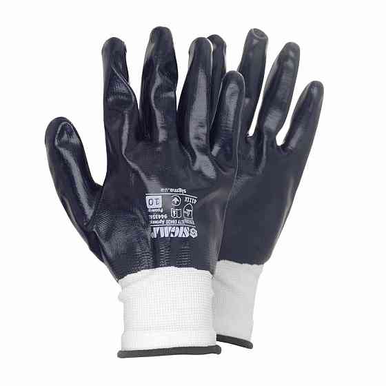 Перчатки трикотажные с полным нитриловым покрытием р10 (черные, манжет) SIGMA (9443561) Киев