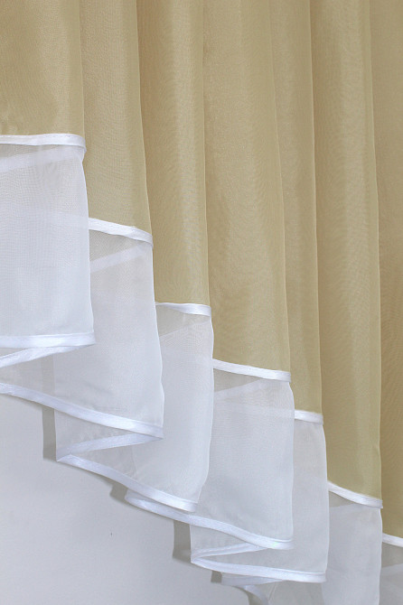 Кухонний комплект VR-Textil № 062к шторка з ламбрекеном темно-бежевий з білим 150х170 см (50-795) Київ - фото 5