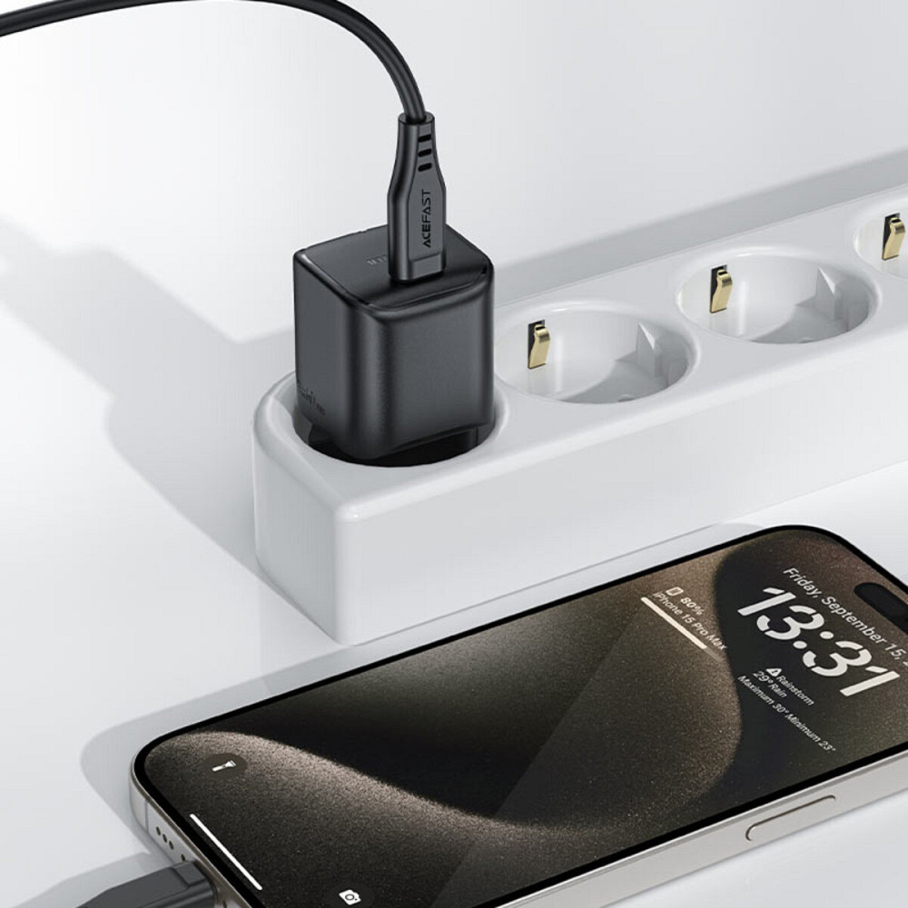 Мережевий зарядний пристрій ACEFAST A73 mini PD20W GaN USB-C charger Black Київ - фото 5