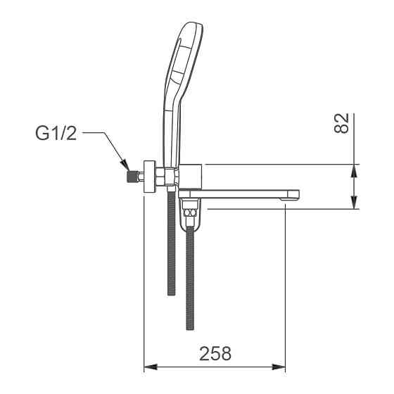 Смеситель для ванны GAPPO G3210-9 с душевым гарнитуром, графит Киев