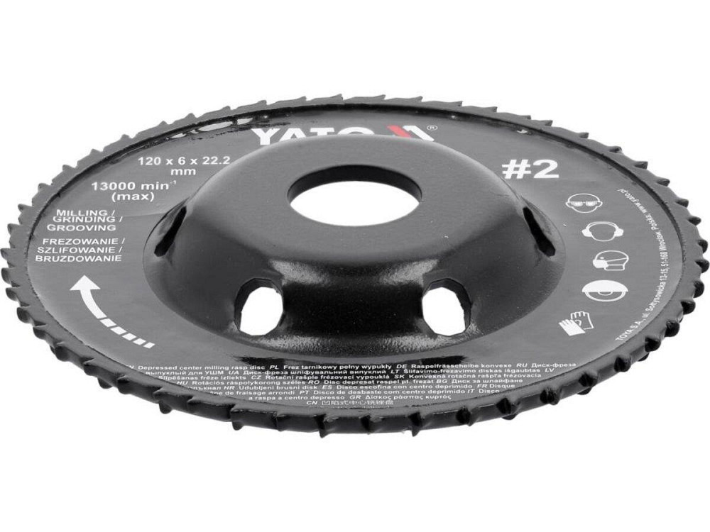 Диск-фреза випуклий до КШМ YATO по дереву, шпаклівці, гіпсу; Ø=120/22.2 мм, t= 16/6мм шорстк №2 [10] Одеса - фото 1