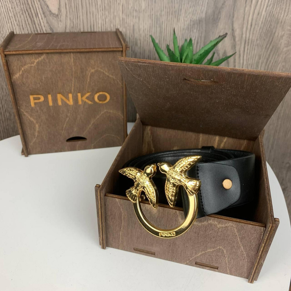 Жіночий шкіряний поясний ремінь у стилі Pinko з золотистими пташками ( 22538 ) Харьков - изображение 7