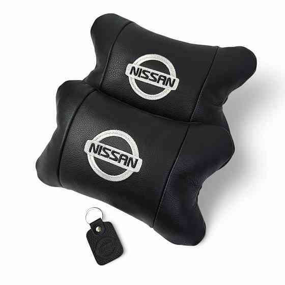 Подушки в авто 2 шт Nissan, натуральна шкіра, з логотипом Ніссан, на підголівник для CN-397 вашої машини Київ