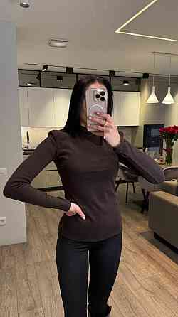 Жіночий базовий теплий гольф-термотрикотаж пума Шоколад Одеса