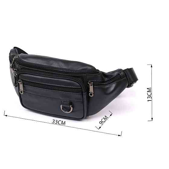 Мужская кожаная сумка на пояс Черный (Vintage) Киев