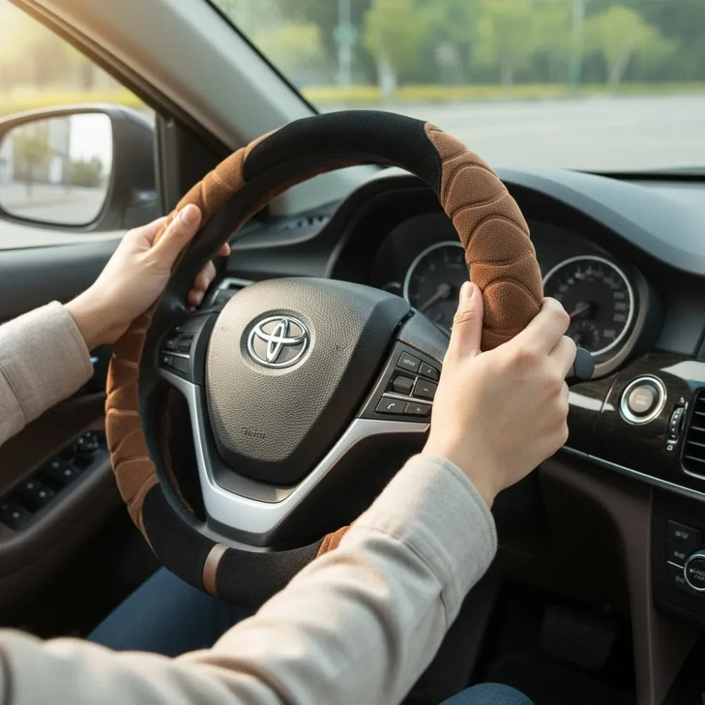 Плюшевая оплётка для руля 37 см чёрно-коричневая Киев - изображение 7