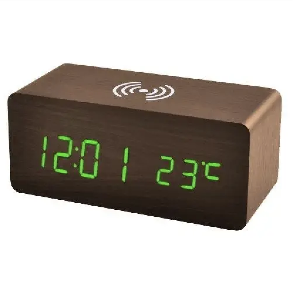 Настольные часы от сети и от батареек с зеленой  подсветкой, температурой и зарядкой  VST 889-4 (40) Одесса - изображение 2