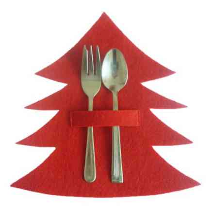 Новогодние чехлы для столовых приборов Елочки 4 штуки 20 на 20 см красный Киев