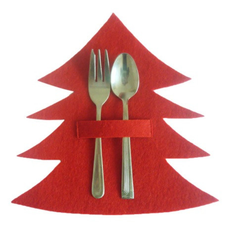Новогодние чехлы для столовых приборов Елочки 4 штуки 20 на 20 см красный Киев - изображение 2