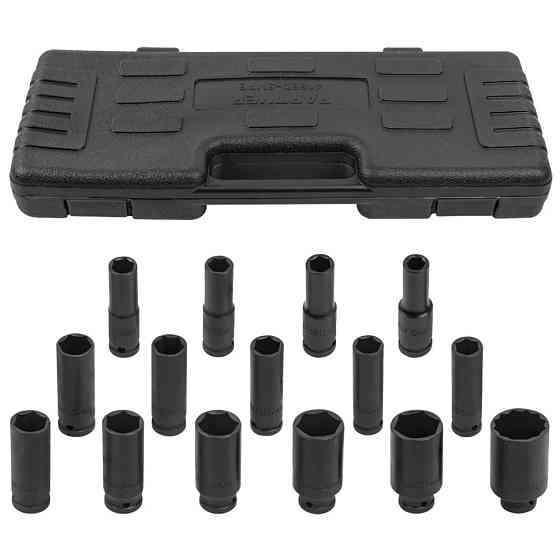 Набір головок ударних глибоких 15пр. 1/2" 6-гранна (10-36мм) Partner PA-4166D-5MPB Одеса