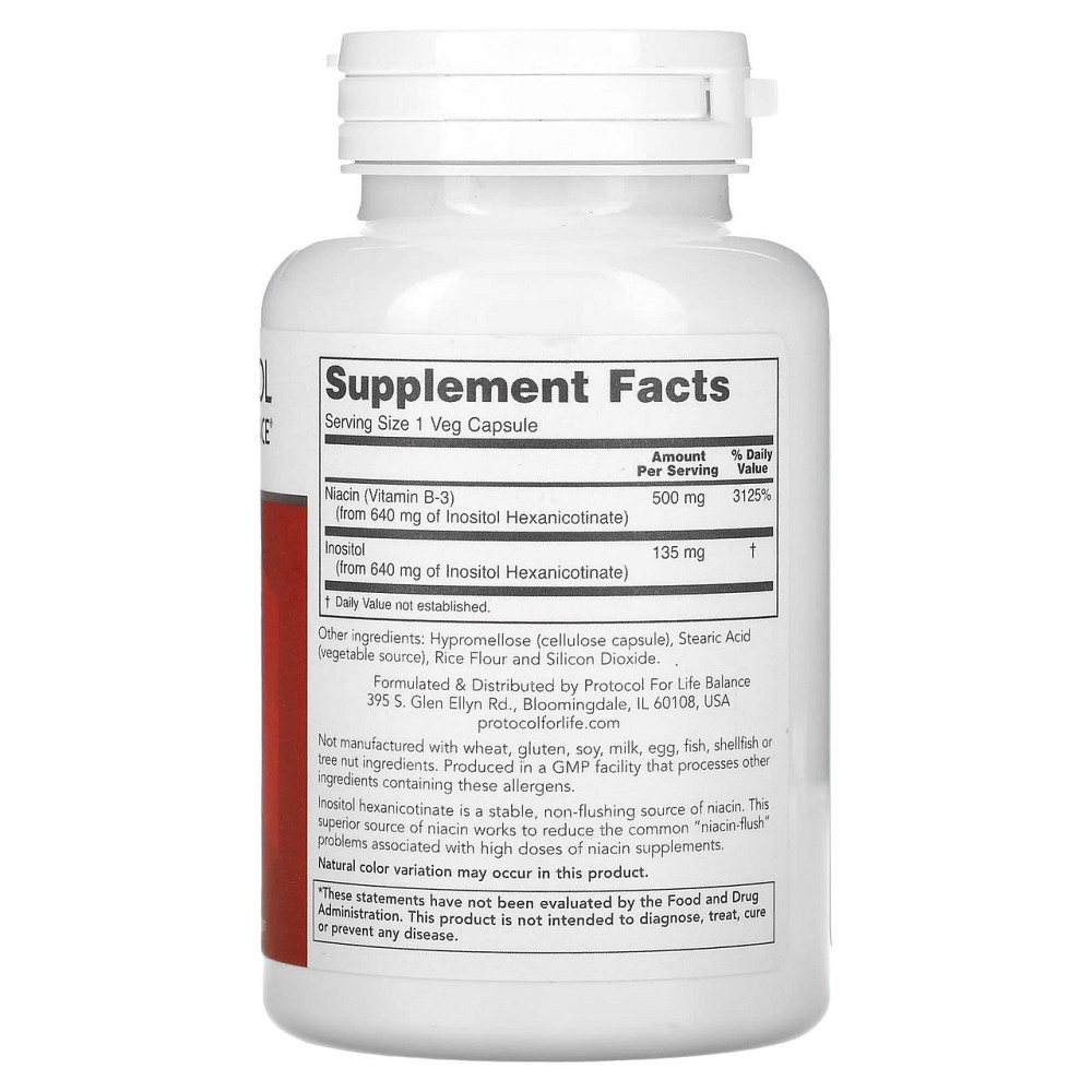 Ніацин (вітамін В3) Protocol for Life Balance Flush-Free Niacin 500 мг 90 капс Київ - фото 2