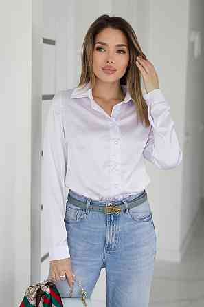 Жіноча шовкова сорочка класична "Milena" |Батал Білий, 54-56 Київ