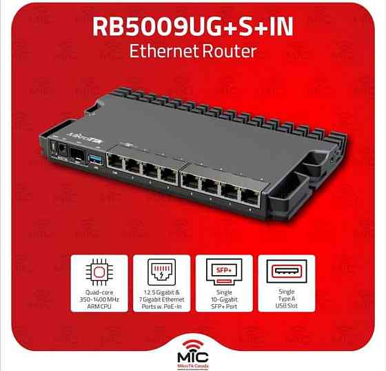 Мережеве обладнання MikroTik Router BOARD RB5009UG+ S +IN Нові! Київ