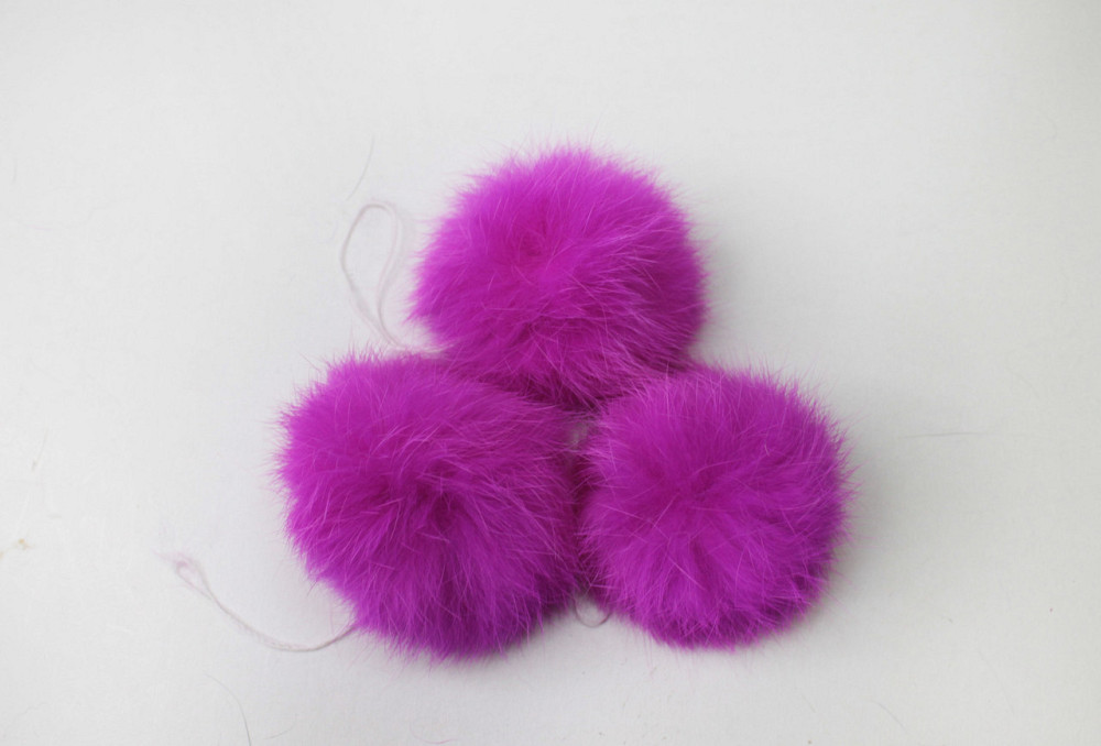 Помпони на дитячу шапку з натурального хутра кролика 7-8 см Фуксія Харків - фото 1