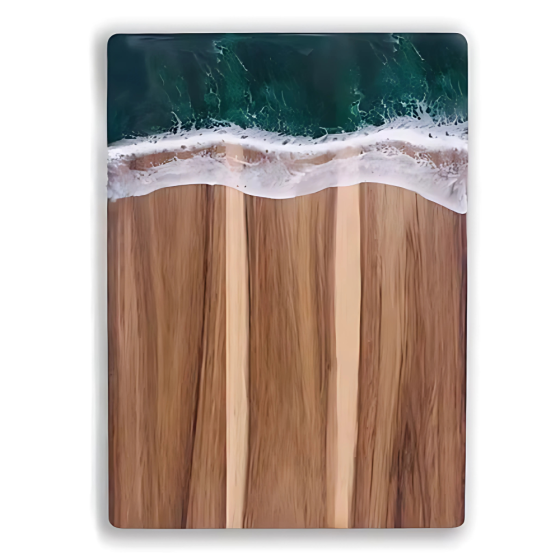 Разделочная доска для кухни бамбуковая,кухонная досточка для разделки из бамбука с узором морской волны 36 х 25 см Каменец-Подольский