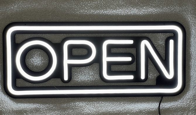 Вивіска OPEN LED NEON світлодіодна неонова 48×20 см, біле світло, настінна, для магазинів і офісів,  Київ - фото 6