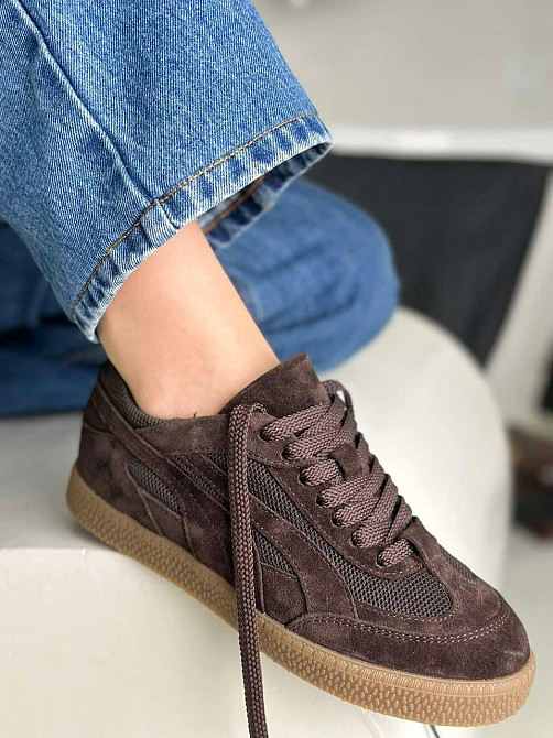 Olli Кросівки жіночі OLLI K-8-21413 шоколадні (весна-осінь, замша натуральна) (5794) 40 Київ - фото 1