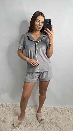 Жіночий велюровий домашній костюм з шортами Сірий б/к XL/2XL Харків