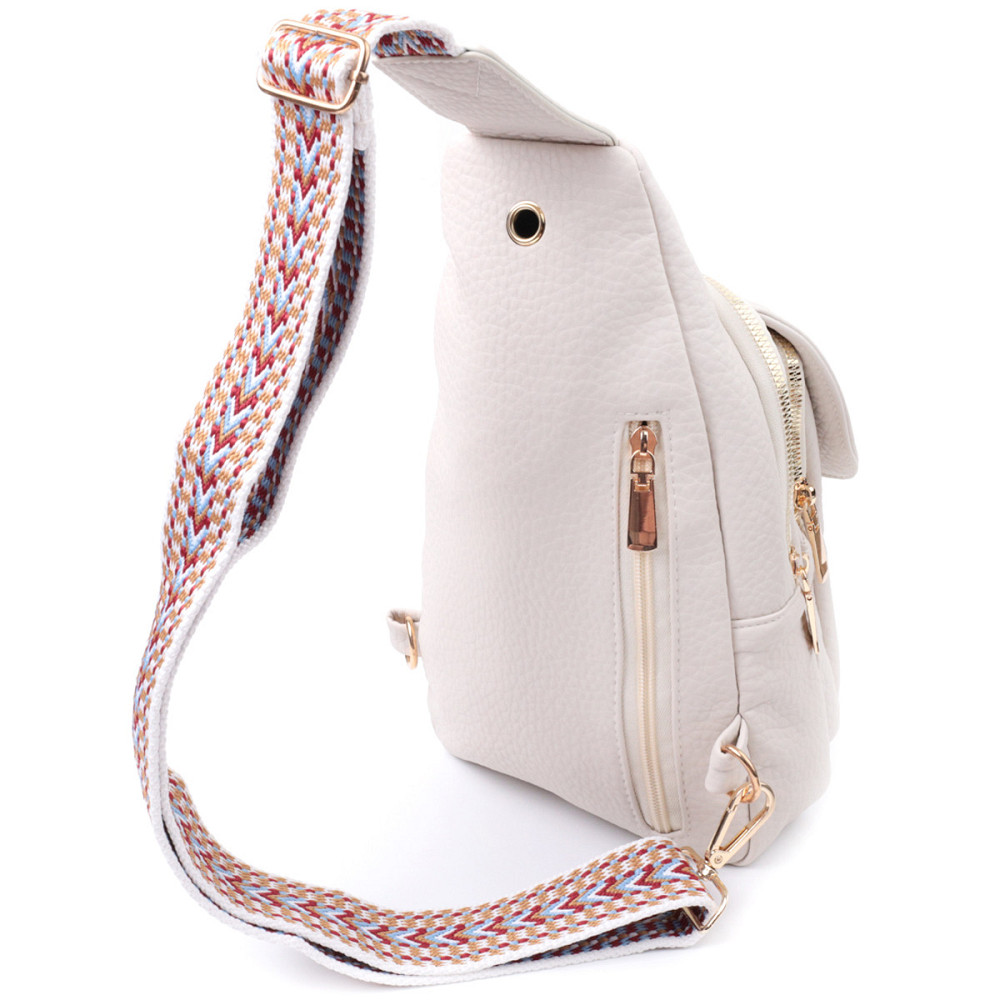 Популярна жіноча сумка з однією лямкою через плече з великозернистої екошкіри Vintage 22761 Молочний Київ - фото 2