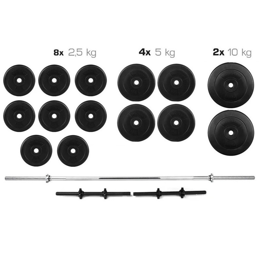 Штанга 70 кг пряма фіксована складальна + Гантелі 2 * 21 кг розбірні комплект набір для дому Київ - фото 1