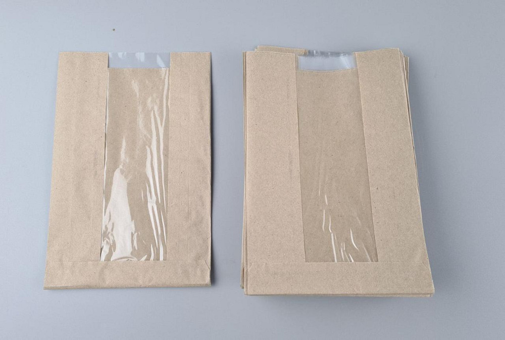 Бумажные пакеты крафт с прозрачным окошком 150х40х230, 40г/м2, окно 60 (100 шт) Харьков - изображение 2